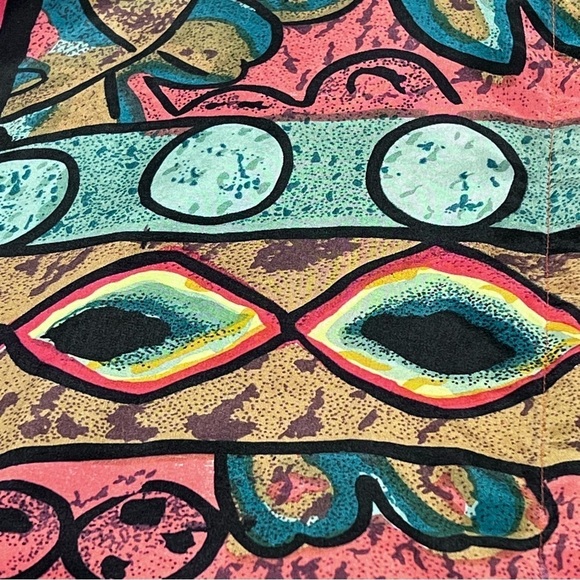 VTG STUNT COLLECTIONS Abstract Pattern Short Sleeve 100% Silk Shirt Women's L - Picture 13 of 16